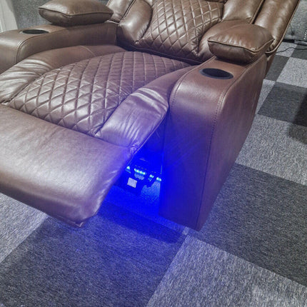 Orlando Electric Recliners Leather Arm Chair (Black, Grey,Brown) /LED LIGHTS/USB PORTS - Envogue Furniture