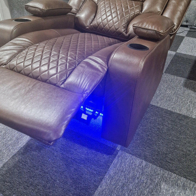 Orlando Electric Recliners Leather Arm Chair (Black, Grey,Brown) /LED LIGHTS/USB PORTS - Envogue Furniture