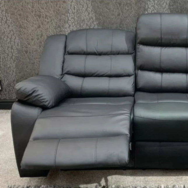 Roma Leather Recliner Sofa 3+2 Seater With Cup Holder Black/Grey