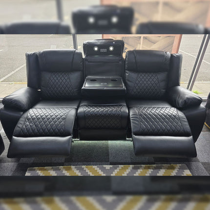 Lisbon Leather Electric Recliner Sofa 3+2 Seater – USB Ports, C-Type Port, LED Lights, Wireless Charging & Cup Holders