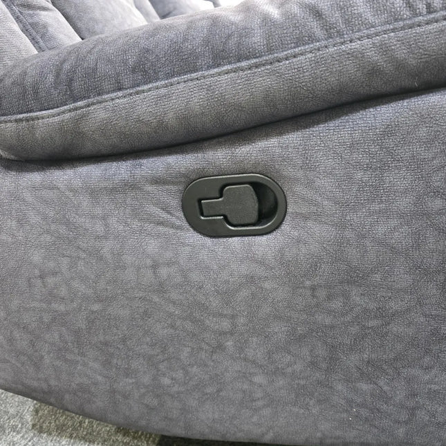 Beunis Aire 3+2 Plush Velvet Manual Recliner Sofa Set – Charcoal Dark Grey