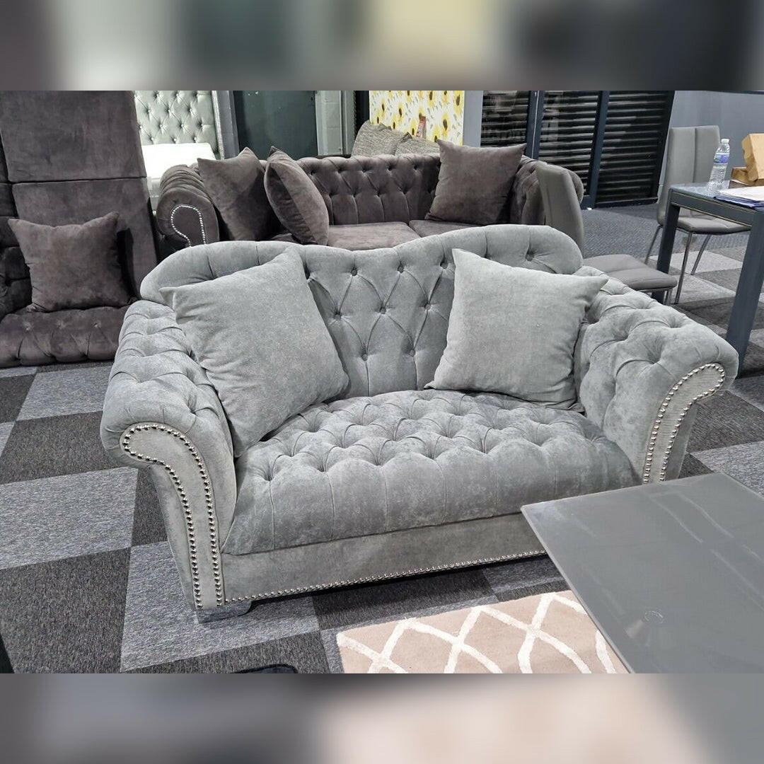 Elegance Chesterfield Sofa 3+2 GREY - Envogue Furniture