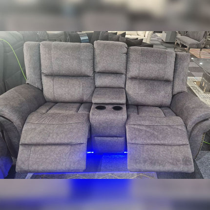 Berlin 3+2 Electric Recliner Sofa Set in Grey Micro Fabric
