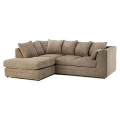 New Luxor Fabric Corner Sofa Coffee | Soft Jumbo Cord 3-4 Seater Left Hand Corner