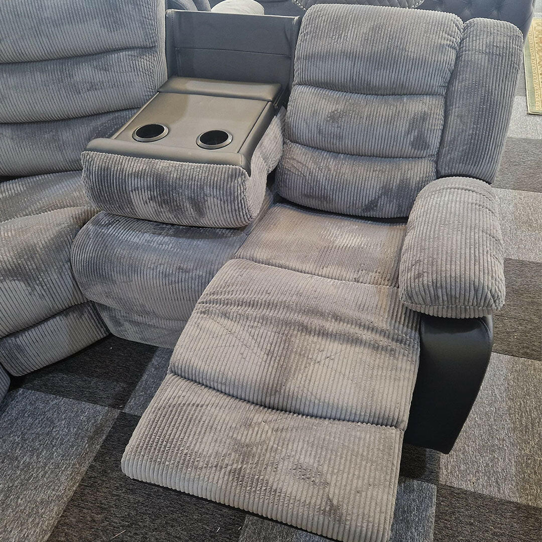 Rio Cord Fabric Recliner Corner Sofa Grey