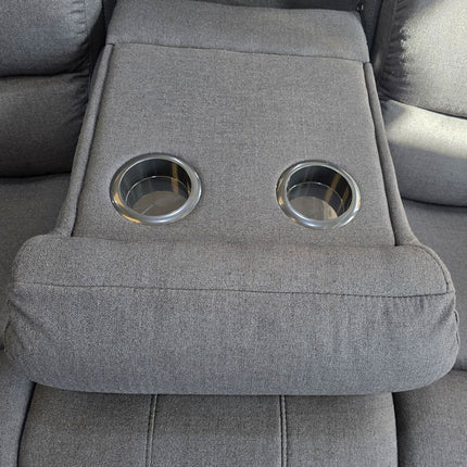 Roma Fabric Electric Recliner Sofa 3+2-Seater With USB/LED/Cup Holder Black/Grey