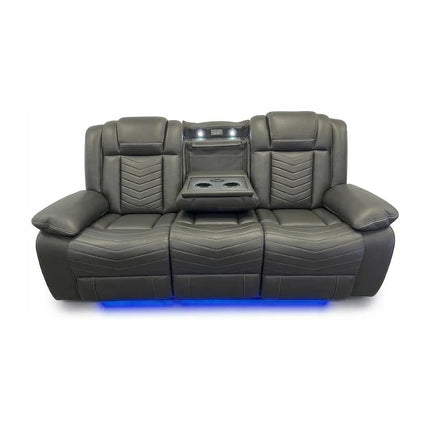 Michigan Leather Electric Recliner Sofa Set With Cupholders



