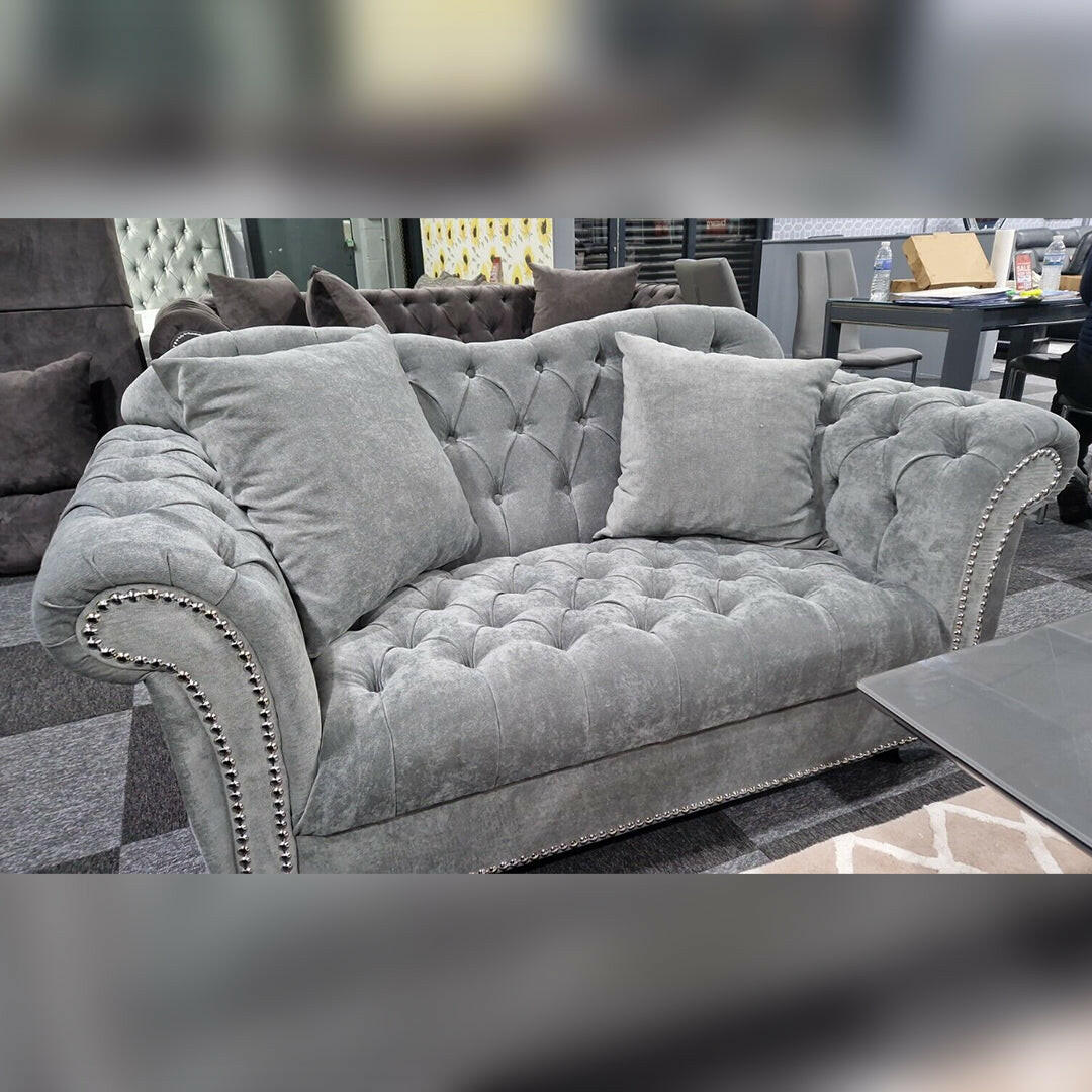 Elegance Chesterfield Sofa 3+2 GREY - Envogue Furniture