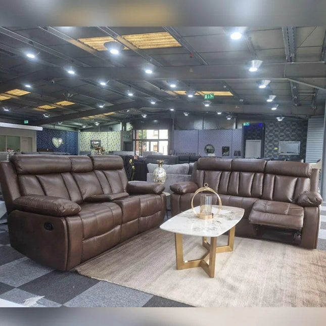 Vancouver Leather Recliner Sofa 3+2 Seater - Envogue Furniture