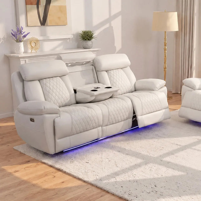 Carlisle 3+2 Leather Recliner Sofa Set | LED Lights ...