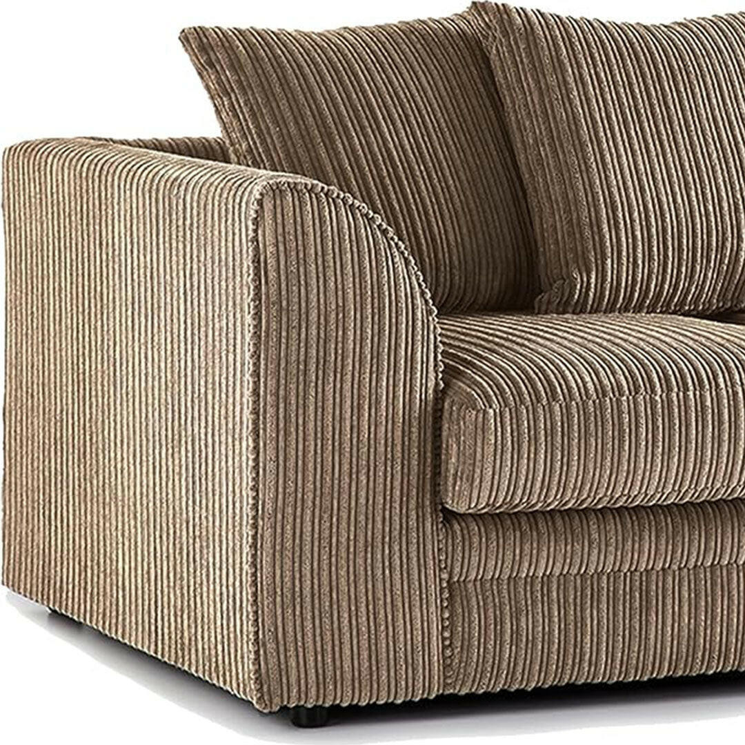 New Luxor Fabric Corner Sofa Coffee | Soft Jumbo Cord 3-4 Seater