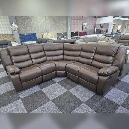 Roma Leather Recliner Corner Sofa (Black/Grey/Brown)