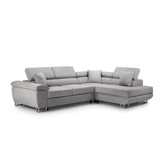 Anton Sofa bed Corner Sofa Bed With Storage Box Grey - Envogue Furniture