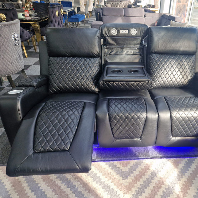 ENV Florida Electric Recliners 3+2 Seater Leather Sofa (Black, Grey, Brown) Blutooth Speakers/LED LIGHTS/WIRELESS CHARGER