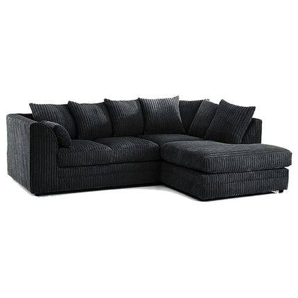 ENV Dylan Fabric Corner Sofa Grey | Soft Jumbo Cord 3-4 Seater Corner Sofa