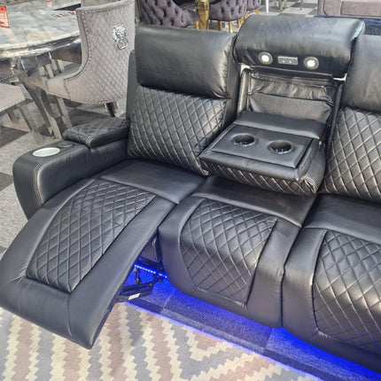 ENV Florida Electric Recliners 3+2 Seater Leather Sofa (Black, Grey, Brown) Blutooth Speakers/LED LIGHTS/WIRELESS CHARGER