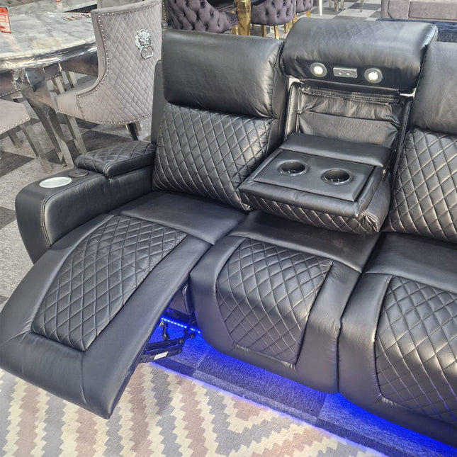 ENV Florida Electric Recliners 3+2 Seater Leather Sofa (Black, Grey, Brown) Blutooth Speakers/LED LIGHTS/WIRELESS CHARGER