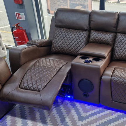 ENV Florida Electric Recliners 3+2 Seater Leather Sofa (Black, Grey, Brown) Blutooth Speakers/LED LIGHTS/WIRELESS CHARGER