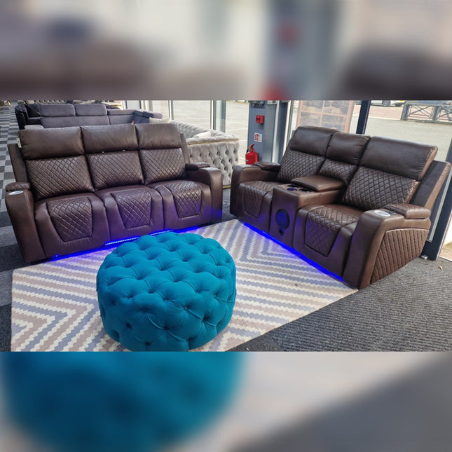 Florida 3+2 Electric Recliner Sofa Set Aire Leather