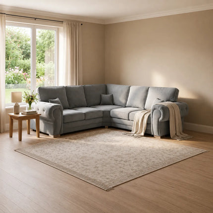 Verona High Back Grey Fabric Corner Sofa