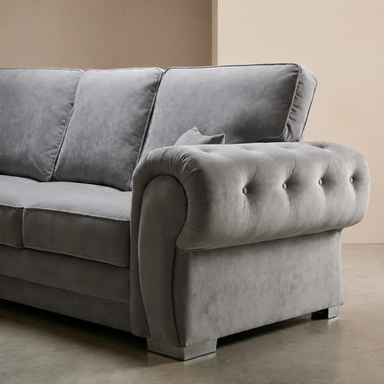 Verona High Back Grey Fabric Corner Sofa