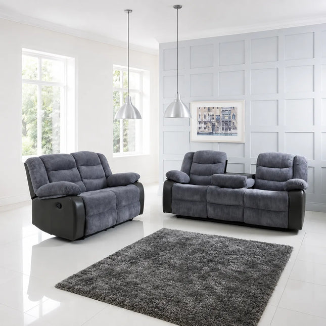 Rio Recliner 3+2 Sofa Set Grey Cord