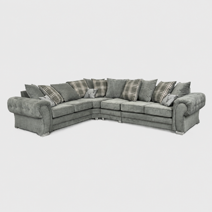 Verona Corner Sofa 6 Seater Universal Scatter Back Grey
