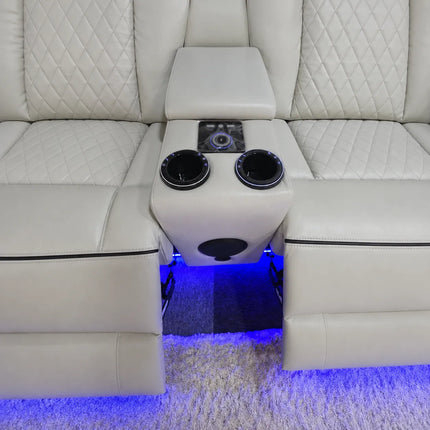 Emily 3 + 2 Music Cream Electric Recliner Sofa Set , USB -C , LED , B/Tooth
