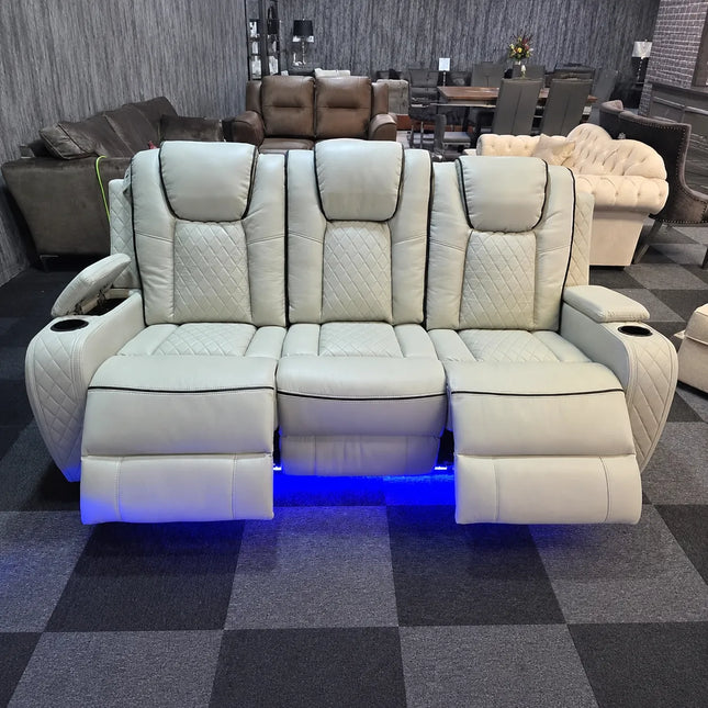 Emily 3 + 2 Music Cream Electric Recliner Sofa Set , USB -C , LED , B/Tooth