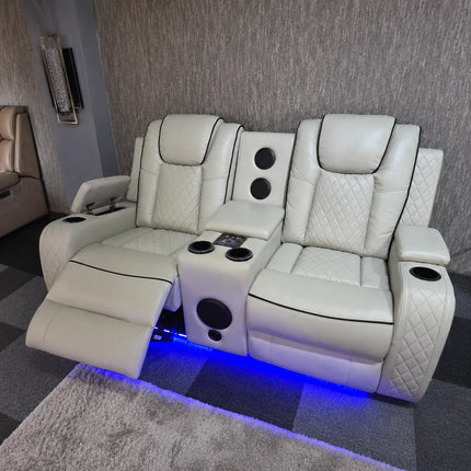 Emily 3 + 2 Music Cream Electric Recliner Sofa Set , USB -C , LED , B/Tooth