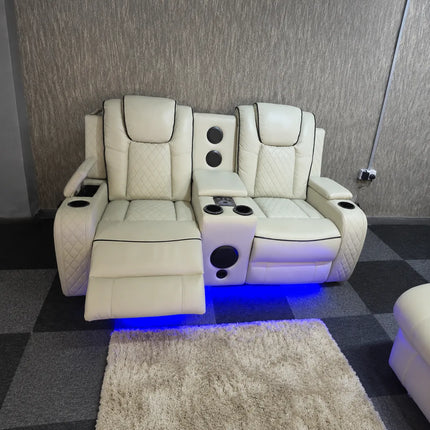 Emily 3 + 2 Music Cream Electric Recliner Sofa Set , USB -C , LED , B/Tooth