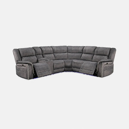 Hanna Electric Recliner Corner Sofa Grey Micro Fabric
