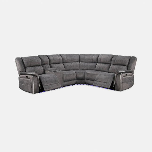 Hanna Electric Recliner Corner Sofa Grey Micro Fabric
