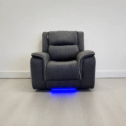 Hanna Electric Recliner Chair Grey Micro Fabric