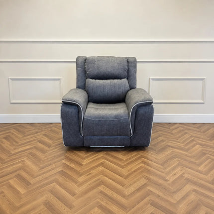 Hanna Electric Recliner Chair Grey Micro Fabric