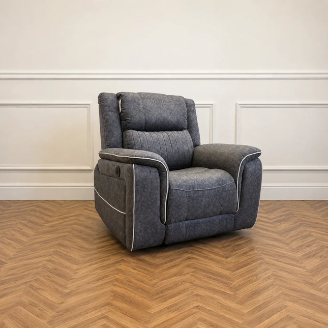 Hanna Electric Recliner Chair Grey Micro Fabric