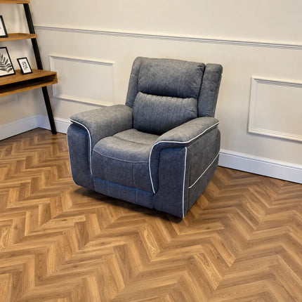 Hanna Electric Recliner Chair Grey Micro Fabric