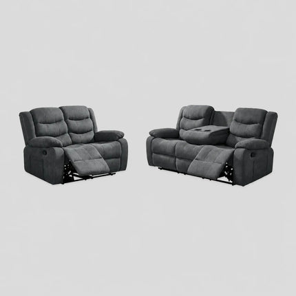 Sorrentino Recliner Sofa Set 3+2 in Grey Chenille Fabric