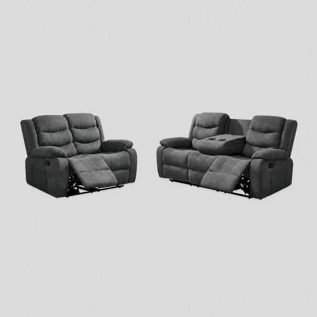 Sorrentino Recliner Sofa Set 3+2 in Grey Chenille Fabric