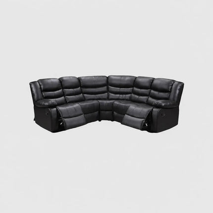 Roma Recliner Corner Sofa Faux Leather Black