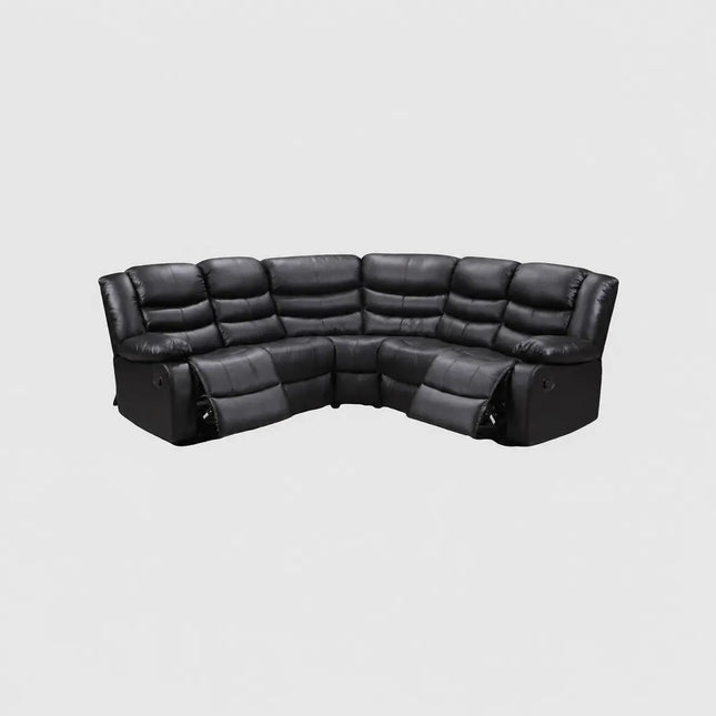Roma Recliner Corner Sofa Faux Leather Black