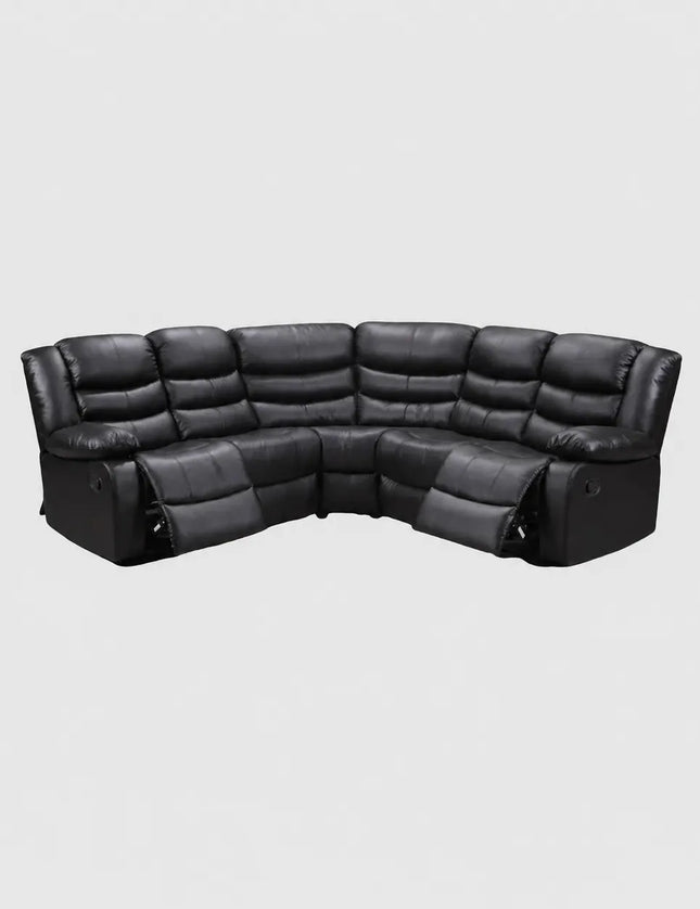 Roma Recliner Corner Sofa Faux Leather Black