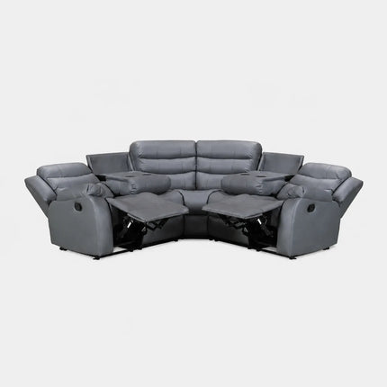 Roma Recliner Corner Sofa Grey Faux Leather