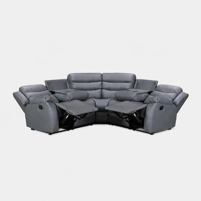 Roma Recliner Corner Sofa Grey Faux Leather