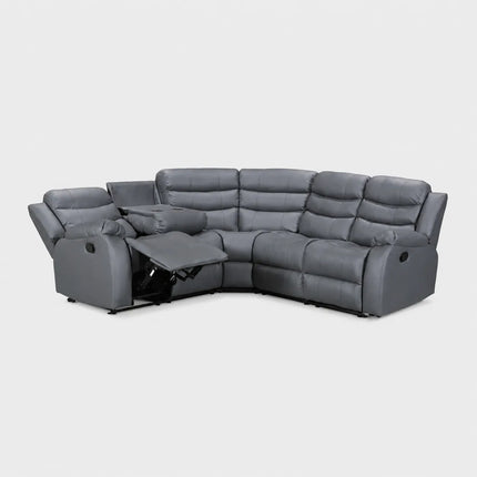 Roma Recliner Corner Sofa Grey Faux Leather