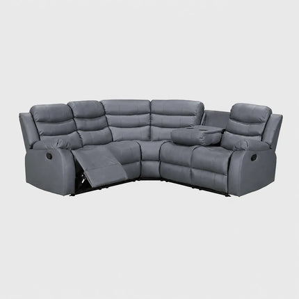 Roma Recliner Corner Sofa Grey Faux Leather