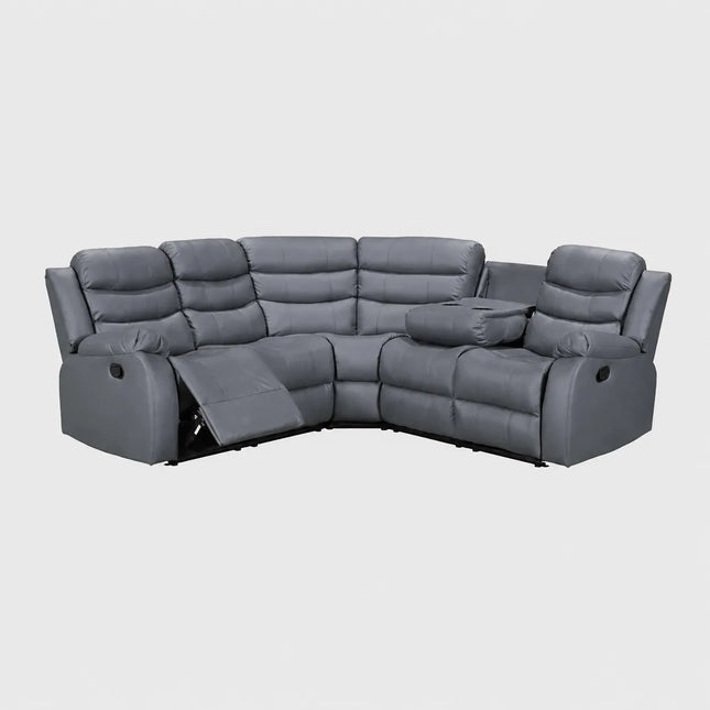 Roma Recliner Corner Sofa Grey Faux Leather