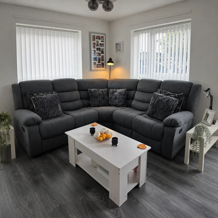 Sorrentino Corner Recliner Sofa in Grey Fabric