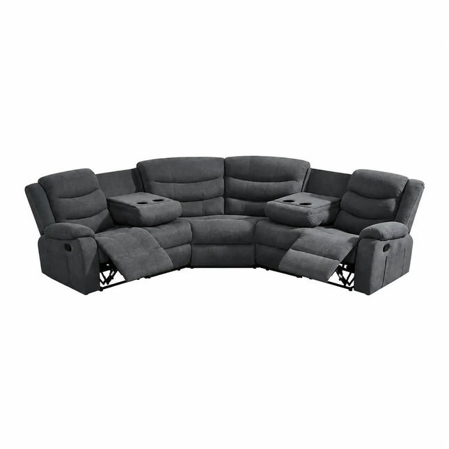 Sorrentino Corner Recliner Sofa in Grey Fabric