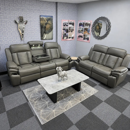 Sevilla 3+2 Leather Electric Recliner Sofa USB Type-C LED Cupholders Wireless - Buy Online UK